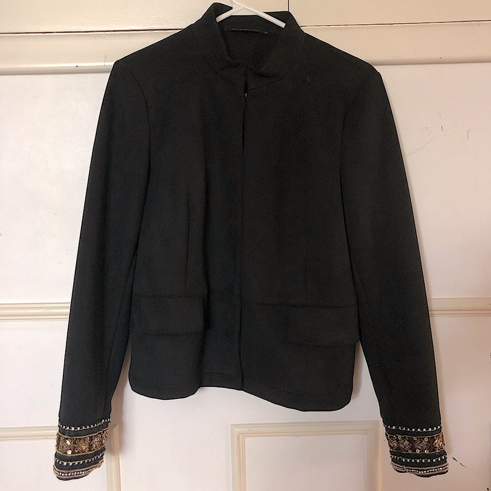 Zara Black Blazer with Embellished Cuffs